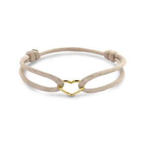 bracelet satin beige cœur 13 - 26 cm