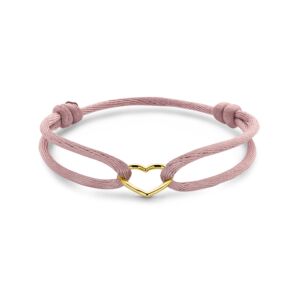 bracelet satin rose tendre cœur 13 - 26 cm
