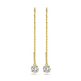 boucles d'oreilles à tirette 9 carats zircone 70 mm