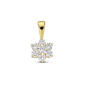 pendentif 9 carats avec zircone et halo 14 mm